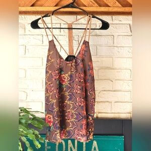 Mary & Mabel String Sheer Cami With  Linning Floral Size Xs